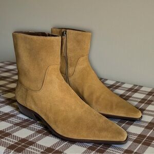 Reformation Dominique Hazel Suede Brown Ankle Boots
